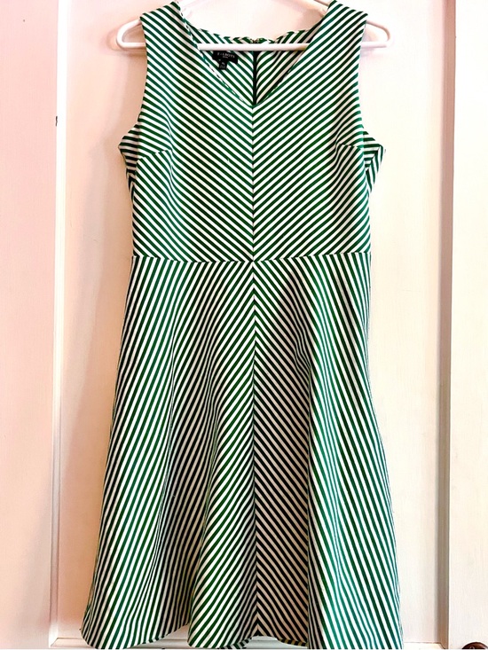 Talbots Dresses & Skirts - Talbots Green and White Striped Sleeveless Fit-&-Flare Dress